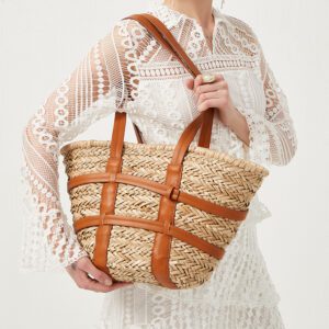 Sac en rotin fait à la main marron – Image 3