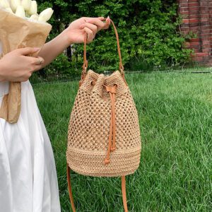 Sac en rotin rond marron
