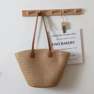 Sac en rotin tricoté marron