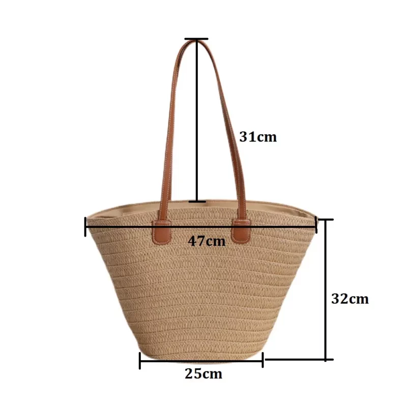 Sac en rotin tricoté marron – Image 4