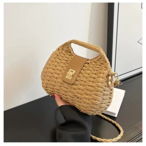 Sac en rotin de plage marron – Image 3