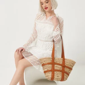 Sac en rotin fait à la main marron – Image 4