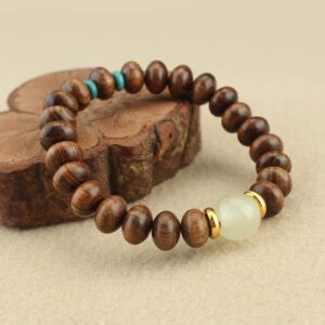 Bracelet en bois de santal marron – Image 2