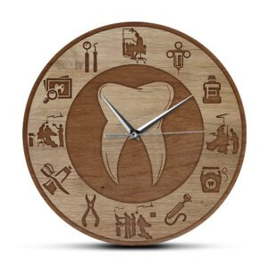 Horloge en bois design dentaire – Image 3