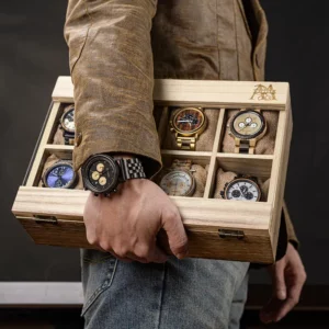 Boite à montre en bois présentoir de 8 fentes – Image 2